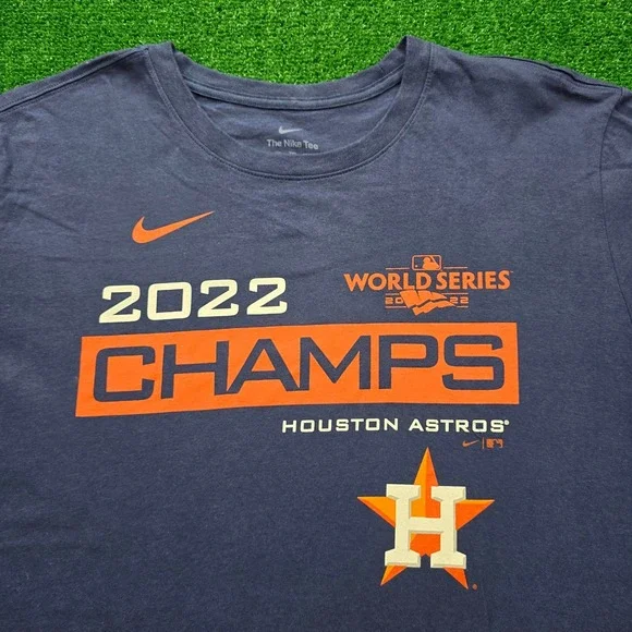 Nike Houston Astros Tshirt Mens 2XL Blue 2022 World Series Champs MLB Tee - Picture 2 of 6